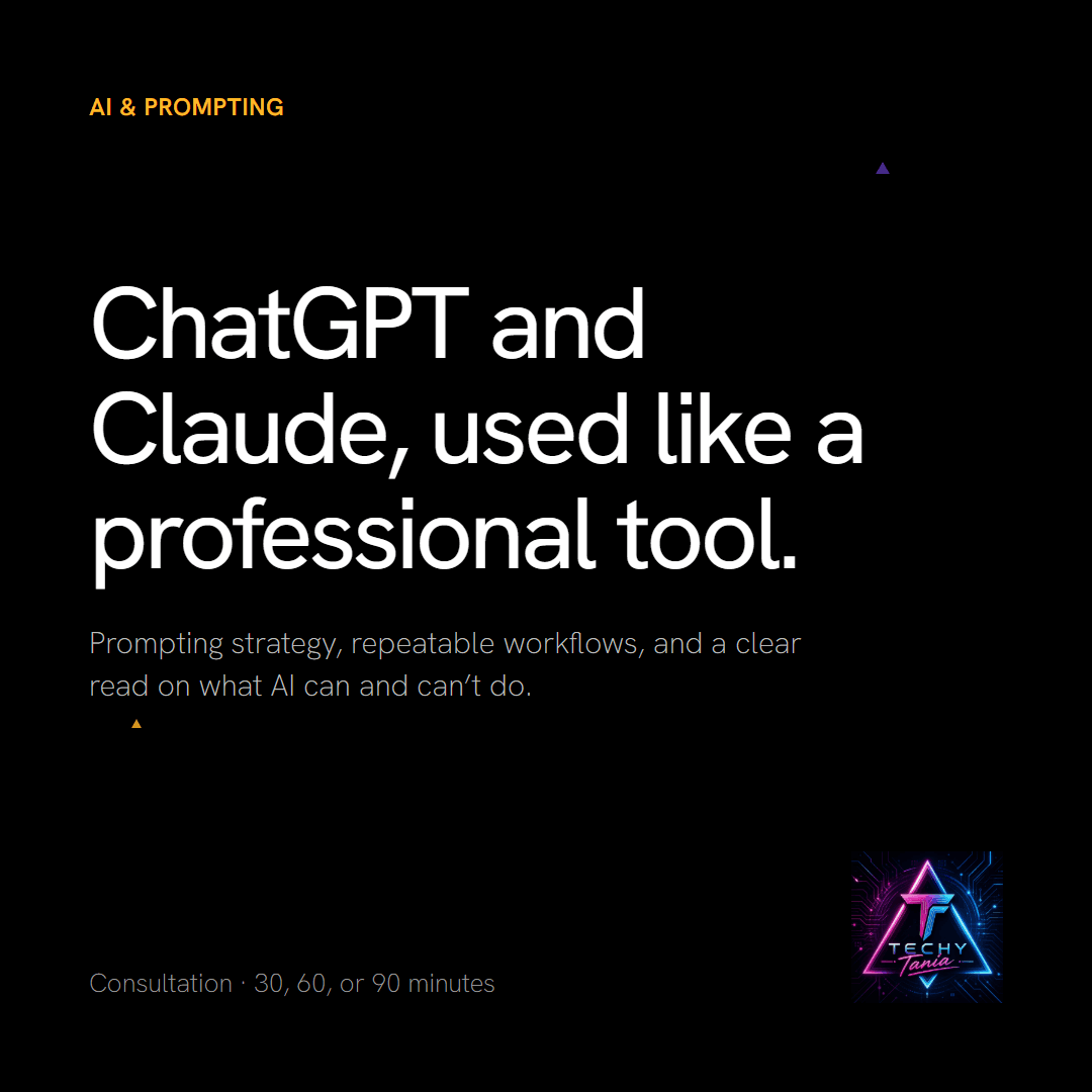 AI & prompting — ChatGPT and Claude, used like a professional tool.