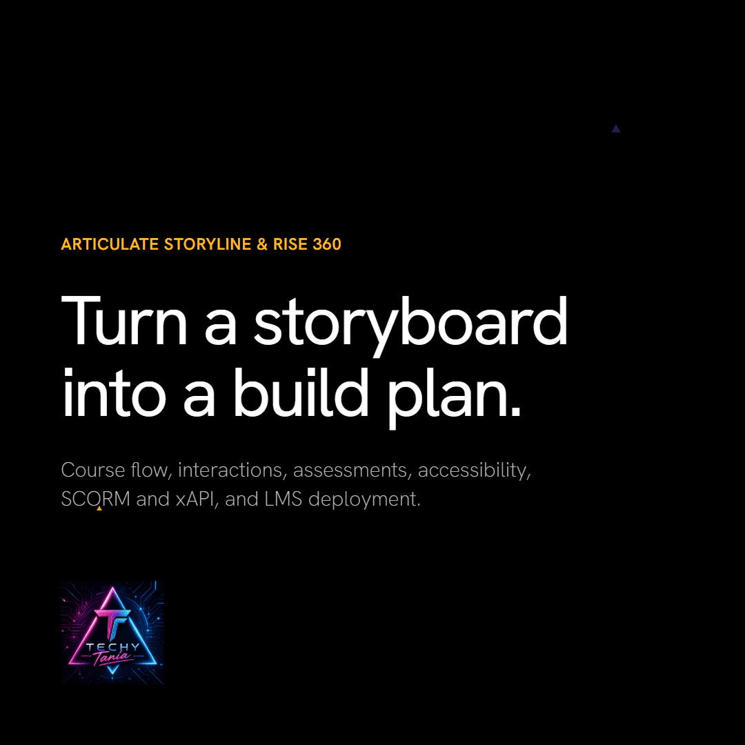 Articulate Storyline & Rise 360 — Turn a storyboard into a build plan.